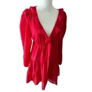 Crystal Doll Red Shiny Ruffle Dress Size Small - NWT